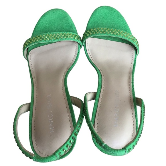 Marc Fisher Betila Green Slip On Slingback Crystal Embellished Heels Siz… - Picture 7 of 9